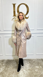 Pardesiu piele Antheea Beige